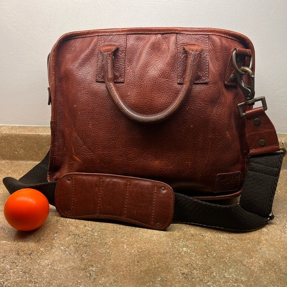 HANK LEATHER SATCHEL-COGNAC-EXCELLENT CONDITION - Picture 4 of 15